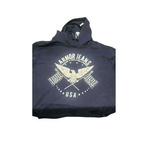 Armor Jeans Mens 3XL Navy Blue Eagle‎ Graphic Hoodie USA AJ20001 NWT